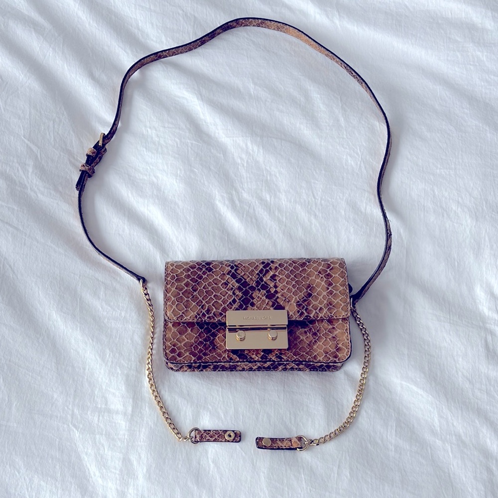 Brown Snake Print Crossbody Bag